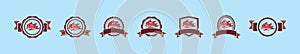 Set of pike fish logo cartoon icon design template with various models. vector illustration isolated on blue background