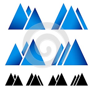 Set of pike, mountain peek symbols for alpine, wintersport theme