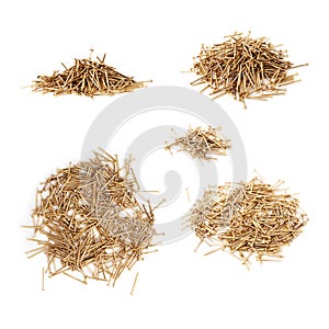 Set of pile of nails isolated over white background