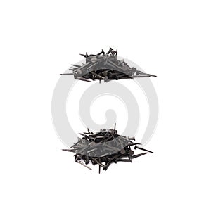 Set of pile of nails isolated over white background