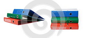 Set of Pile Office folders isolated over the white background