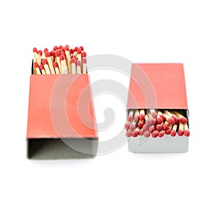 Set of Pile of Wooden matches isolated over the white background