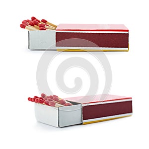 Set of Pile of Wooden matches isolated over the white background