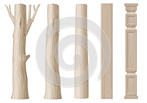 Set of pillars of wood