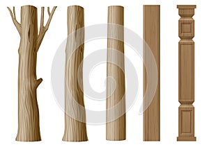 Set of pillars of wood