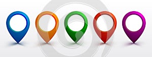 Set pin map marker pointer icon, GPS location flat symbol