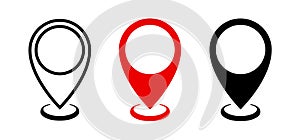 Set pin map marker pointer icon, GPS location flat symbol sign â€“ vector