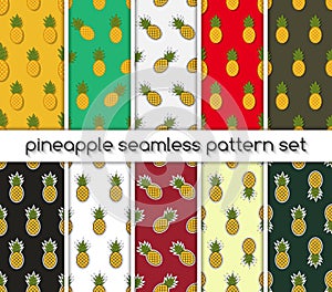 Set with pineapple pattern, seamless texture, wallpaper.