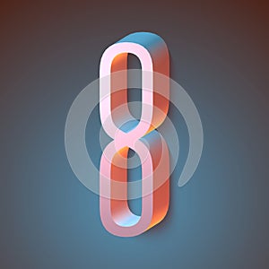 set of pink 3d numbers on dark background, 3d illustration, eight