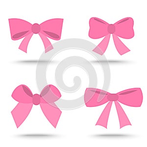 Set of pink bow for celebration christmas and birthday
