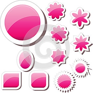 Set of pink glass gell buttons sticker tags photo