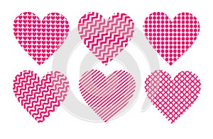 set pink hearts valentines day celebration love banner flyer or greeting card horizontal seamless pattern