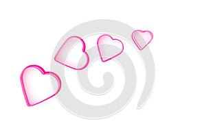 Set of Pink Heartshaped on whiite background photo