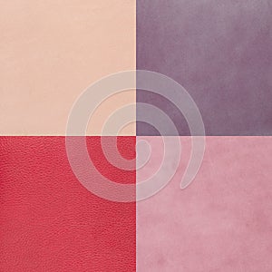 Set of pink leather samples