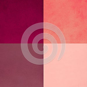 Set of pink leather samples
