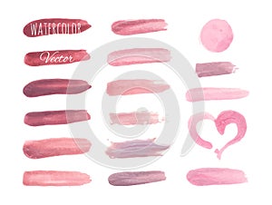 Set of pink paint brush strokes