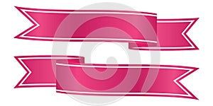 Set of pink ribbon baner icon