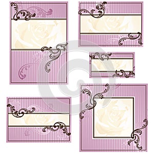 Set of pink Rococo wedding designs