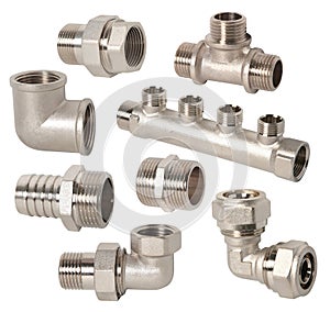 Set of pipe fittings connection for industry.
