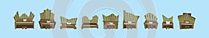 Set of pipe organ cartoon icon design template with various models. vector illustration isolated on blue background