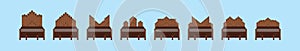 Set of pipe organ cartoon icon design template with various models. vector illustration isolated on blue background