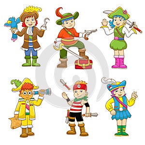 Set of pirate child cartoon