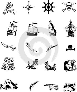 Set of pirate items