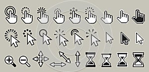 Set of pixel computer mouse cursor icons