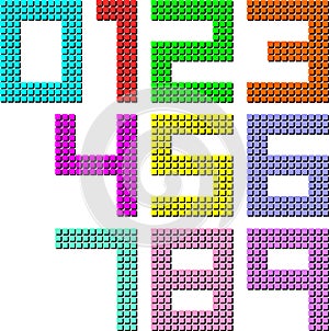 Set of pixel digit numbers. Vector illustration