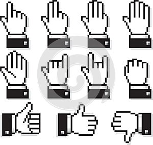 Set of Pixel Hand Cursors