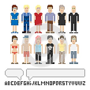 Set of pixel people