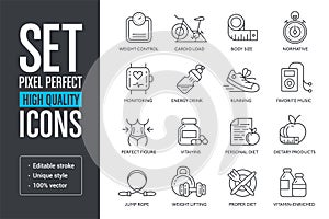 Set vector pixel perfect high quality lines icons photo