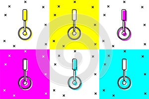 Set Pizza knife icon isolated on color background. Pizza cutter sign. Steel kitchenware equipment. Vector