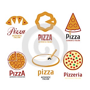 Set of pizza vector logos