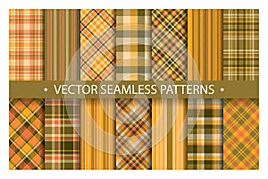 Set plaid pattern seamless. Tartan patterns fabric texture. Checkered geometric vector background.