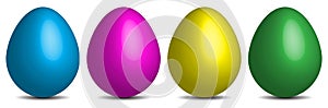 Set of plain colored easter eggs