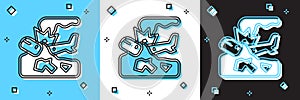 Set Plane crash icon isolated on blue and white, black background. Vector