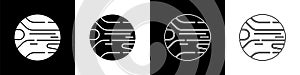 Set Planet icon isolated on black and white background. Vector