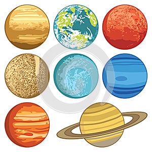 Set with planets of the solar system