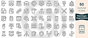 Set of planning and organization icons. Thin linear style icons Pack. Vector Illustration