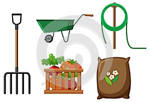 Set of plant and gardening tools and equipment