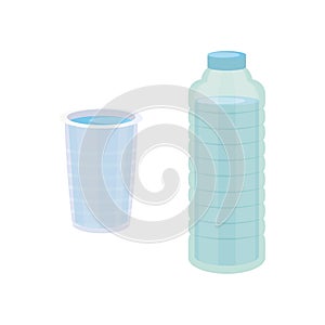 Set Plastic bottle of pure water, different bottle design vector illustration in cartoon style.