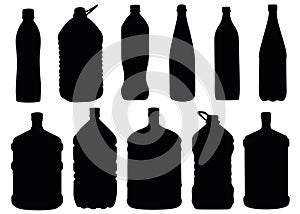 Set of plastic bottles for water