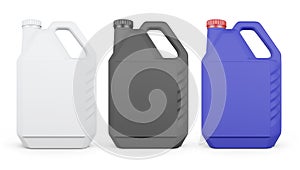 Set of plastic canister isolated on white background. 3d rendering