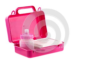 Set Plastic Child Lunch Box Isolated White