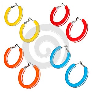 Set of plastic colorful earrings