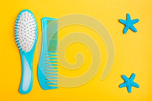 A set of plastic combs and two hairpins