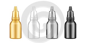 Set of plastic drop bottle with cap mockup isolated from background