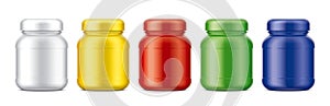 Set of plastic Jar. Colored Matt surface version.