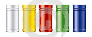 Set of plastic Jar. Colored Matt surface version.